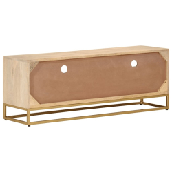 Szafka pod TV, 110x30x40 cm, lite drewno mango i żelazo