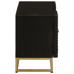 Szafka pod TV, czarna, 110x30x40 cm, lite drewno mango i żelazo