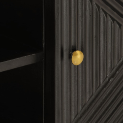 Szafka pod TV, czarna, 110x30x40 cm, lite drewno mango i żelazo
