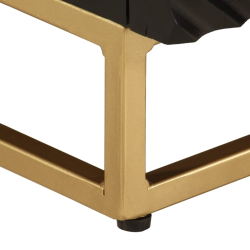 Szafka pod TV, czarna, 110x30x40 cm, lite drewno mango i żelazo
