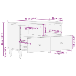 Szafka pod telewizor, 70x33x46 cm, lite drewno mango