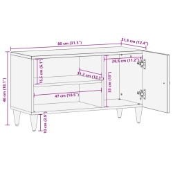 Szafka pod telewizor, 80x31,5x46 cm, lite drewno mango