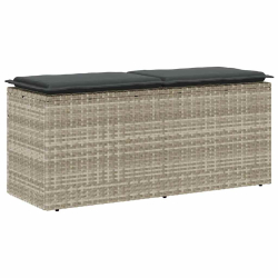 Ławka ogrodowa z poduszką Jasnoszara 110x40x44 cm Polirattan