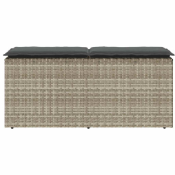 Ławka ogrodowa z poduszką Jasnoszara 110x40x44 cm Polirattan
