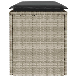 Ławka ogrodowa z poduszką Jasnoszara 110x40x44 cm Polirattan