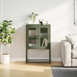 Komoda Oliwkowo-zielona 68x39x107 cm Stal