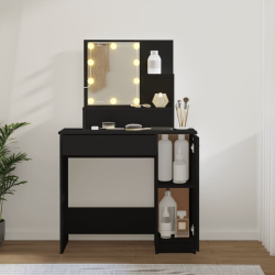 Toaletka z oświetleniem LED, czarna, 86,5x35x136 cm