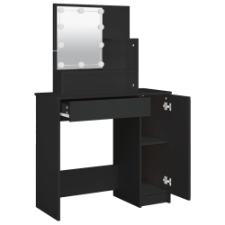 Toaletka z oświetleniem LED, czarna, 86,5x35x136 cm