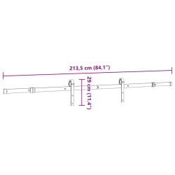 System do montażu drzwi przesuwnych, 213,5 cm, stal, czarny