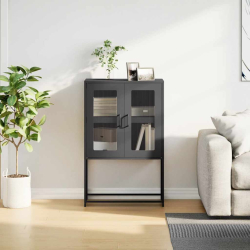 Komoda wysoka czarna 68x39x107 cm stalowa