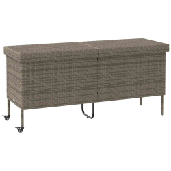 Skrzynia ogrodowa z kółkami, szara, 160x55x75 cm, polirattan