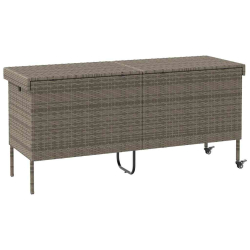 Skrzynia ogrodowa z kółkami, szara, 160x55x75 cm, polirattan