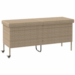 Skrzynia ogrodowa z kółkami beżowa 160x55x75 cm polirattan