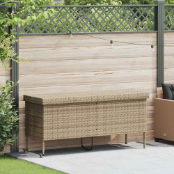 Skrzynia ogrodowa z kółkami beżowa 160x55x75 cm polirattan