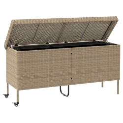 Skrzynia ogrodowa z kółkami beżowa 160x55x75 cm polirattan