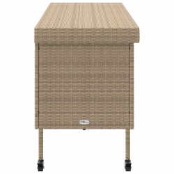 Skrzynia ogrodowa z kółkami beżowa 160x55x75 cm polirattan