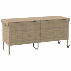 Skrzynia ogrodowa z kółkami beżowa 160x55x75 cm polirattan