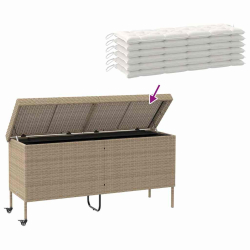 Skrzynia ogrodowa z kółkami beżowa 160x55x75 cm polirattan