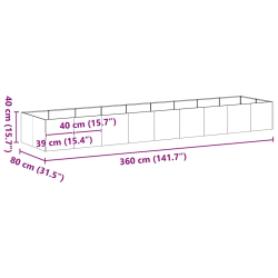 Doniczka 360x80x40 cm Stal ocynkowana