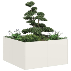 Doniczka Biała 80x80x40 cm Stal walcowana na zimno