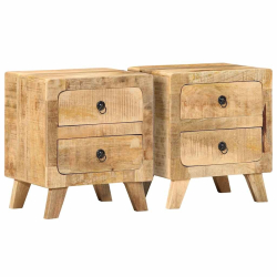 Szafka nocna 2 szt. 40x32x46 cm Drewno lite surowe mango