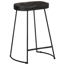 Hokery barowe 2 szt. Czarny 45x40x62 cm Drewno lite Mango