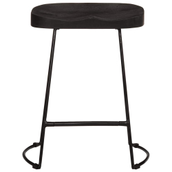Hokery barowe 2 szt. Czarny 46x38x52 cm Drewno lite Mango