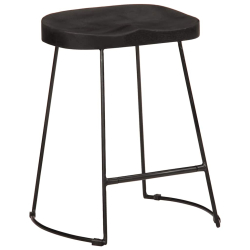 Hokery barowe 2 szt. Czarny 46x38x52 cm Drewno lite Mango