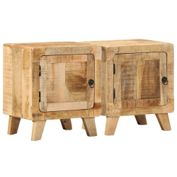 Szafka nocna 2 szt. 40x32x46 cm Drewno lite surowe mango