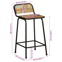 Hokery barowe 2 szt. 46x35,5x80 cm Drewno lite odzyskane