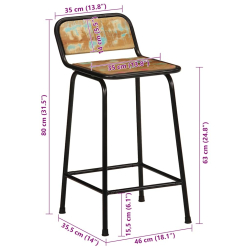 Hokery barowe 4 szt. 46x35,5x80 cm Drewno lite odzyskane