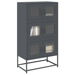 Komoda wysoka Antracyt 68x39x123 cm Stal