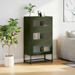 Komoda Oliwkowo-zielona 68x39x123 cm Stal