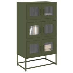 Komoda Oliwkowo-zielona 68x39x123 cm Stal