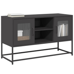 Szafka pod telewizor, czarna, 100,5x39x60,5 cm, stalowa