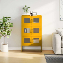 Komoda wysoka Musztardowo-żółta 68x39x123 cm Stal