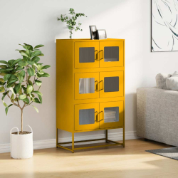 Komoda wysoka Musztardowo-żółta 68x39x123 cm Stal