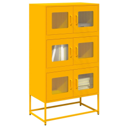 Komoda wysoka Musztardowo-żółta 68x39x123 cm Stal