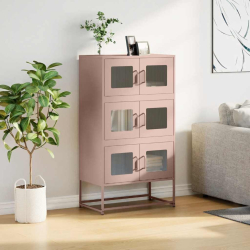 Komoda wysoka różowa 68x39x123 cm stalowa