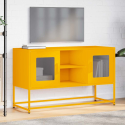 Szafka pod telewizor, musztardowa, 100,5x39x60,5 cm, stalowa