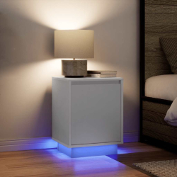 Szafka nocna z oświetleniem LED Biała 38x34x50 cm