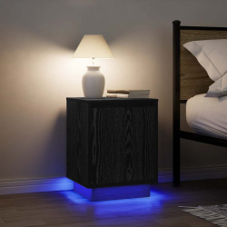 Szafka nocna z oświetleniem LED, czarna, 38x34x50 cm