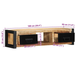 Szafka RTV 100x30x25 cm lite drewno surowe mango