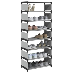 Stojak na buty 8-poziomowy Szary 54x28x124cm Tkanina włókninowa