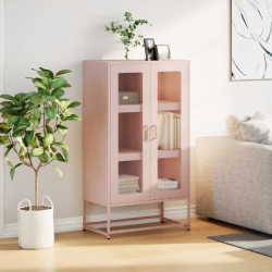 Komoda wysoka różowa 68x39x123 cm stalowa