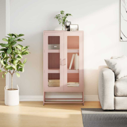 Komoda wysoka różowa 68x39x123 cm stalowa