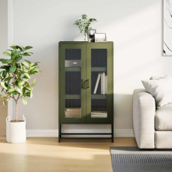 Komoda Oliwkowo-zielona 68x39x123 cm Stal