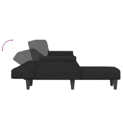 Sofa rozkładana L, czarna, 271x140x70 cm, aksamit