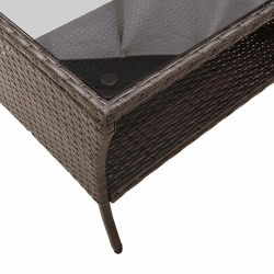 Sofa ogrodowa 2-osobowa z poduszkami i stołem Brązowy