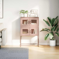 Komoda wysoka różowa 68x39x107 cm stalowa